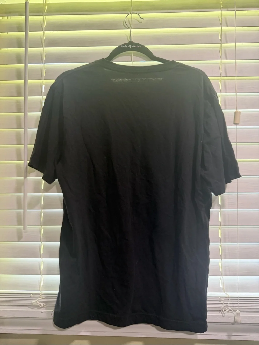 True Religion Black Short-Sleeve Tee with Orange Logo on Green Panel
